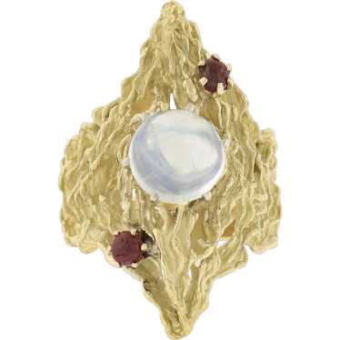 18k Yellow Gold 2.78ct Blue Moonstone Nugget Dual… - image 1