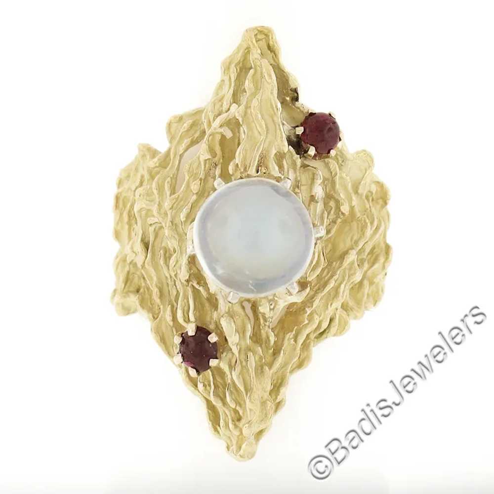 18k Yellow Gold 2.78ct Blue Moonstone Nugget Dual… - image 2