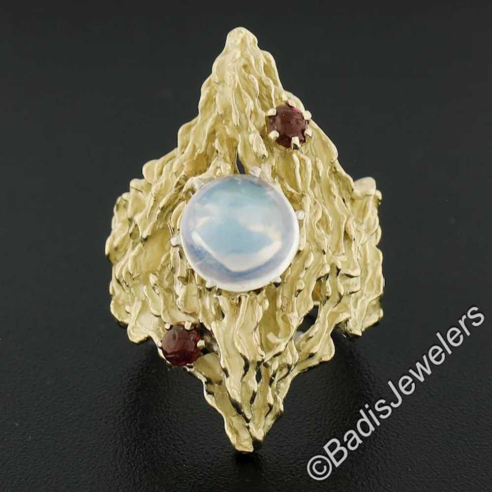 18k Yellow Gold 2.78ct Blue Moonstone Nugget Dual… - image 3