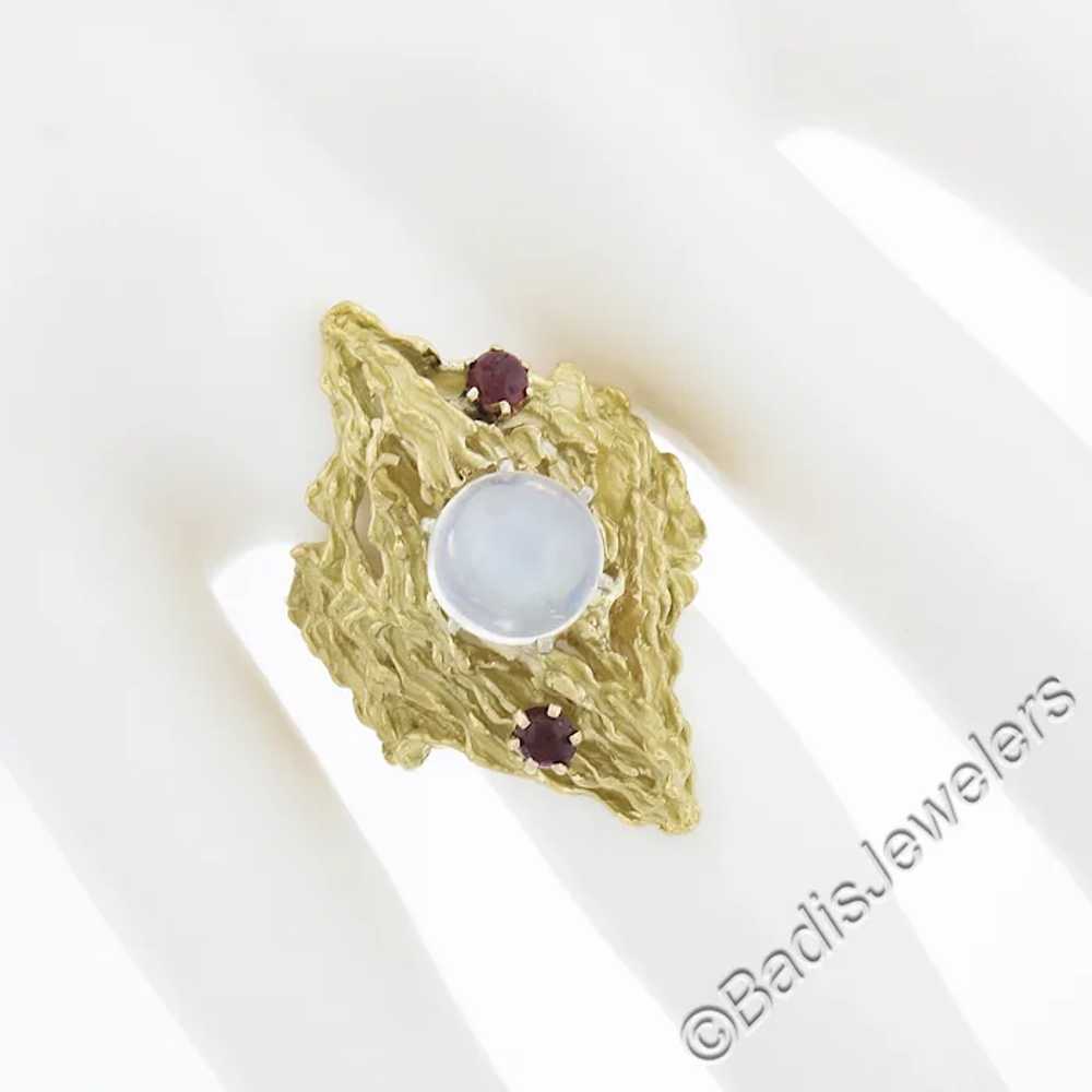 18k Yellow Gold 2.78ct Blue Moonstone Nugget Dual… - image 4