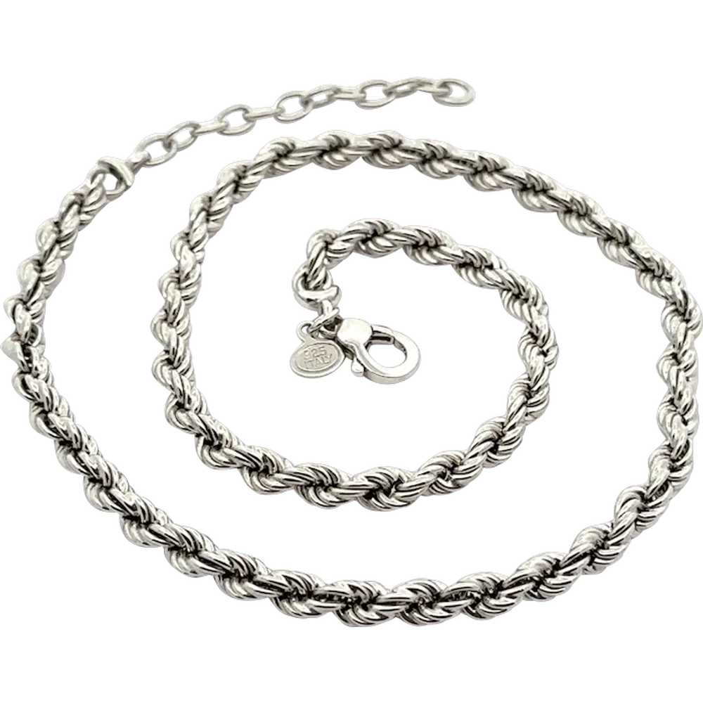 Italian Sterling Silver 5.2mm Rope Link Chain Adj… - image 1
