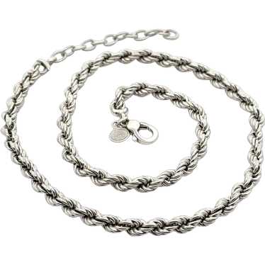 Italian Sterling Silver 5.2mm Rope Link Chain Adj… - image 1