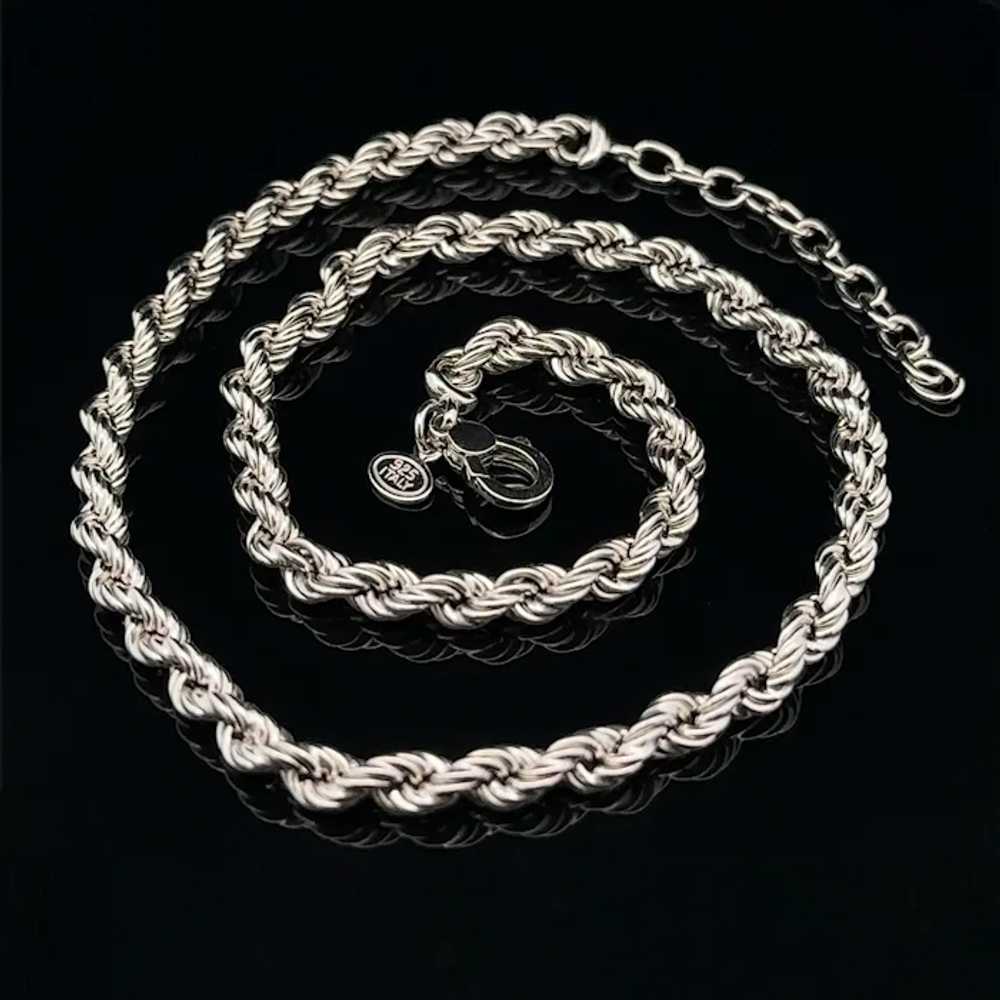 Italian Sterling Silver 5.2mm Rope Link Chain Adj… - image 2