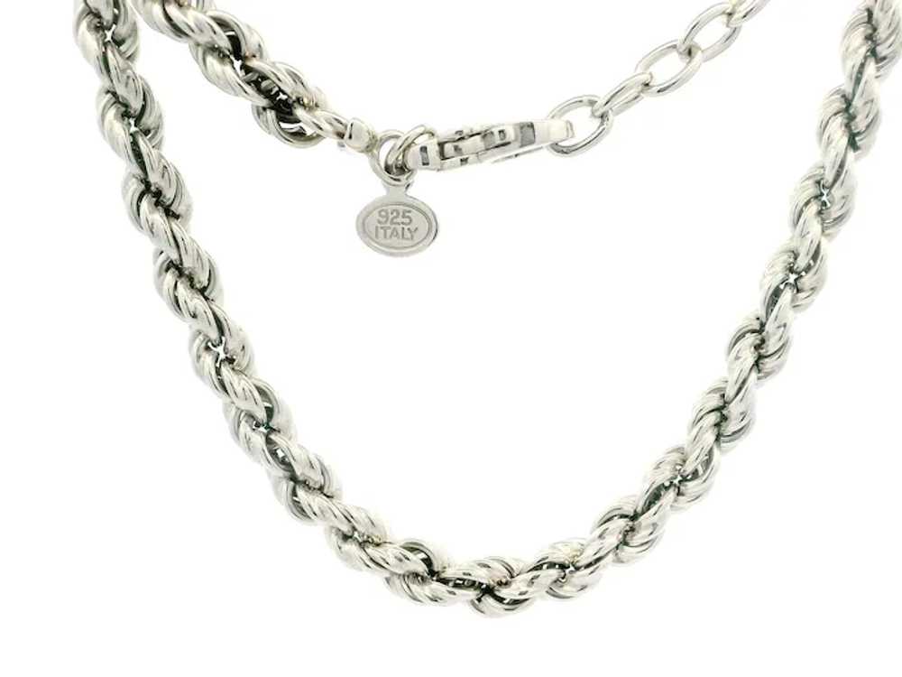 Italian Sterling Silver 5.2mm Rope Link Chain Adj… - image 3