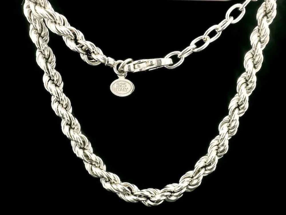 Italian Sterling Silver 5.2mm Rope Link Chain Adj… - image 4