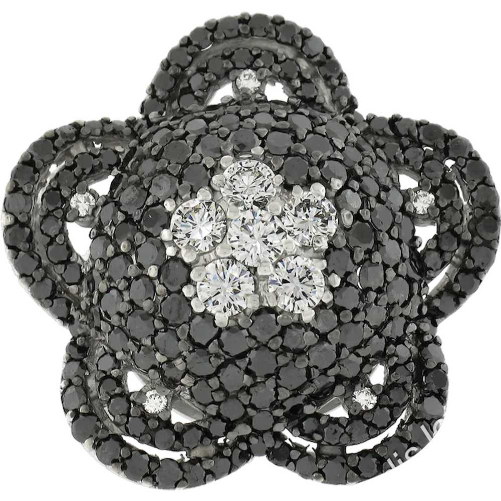 18k White Gold 4.92ctw Black & White Diamond Larg… - image 1