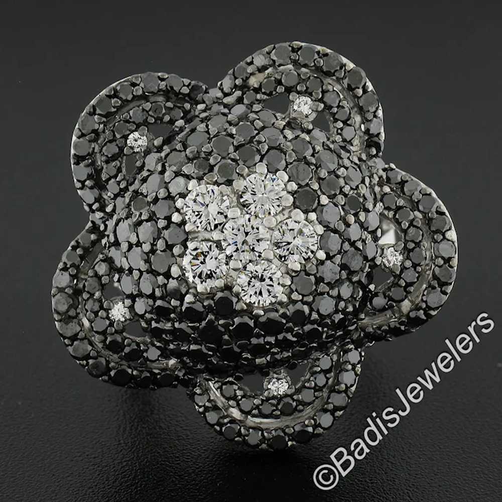 18k White Gold 4.92ctw Black & White Diamond Larg… - image 2