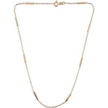 14K Yellow Gold Bar Chain Necklace #17493