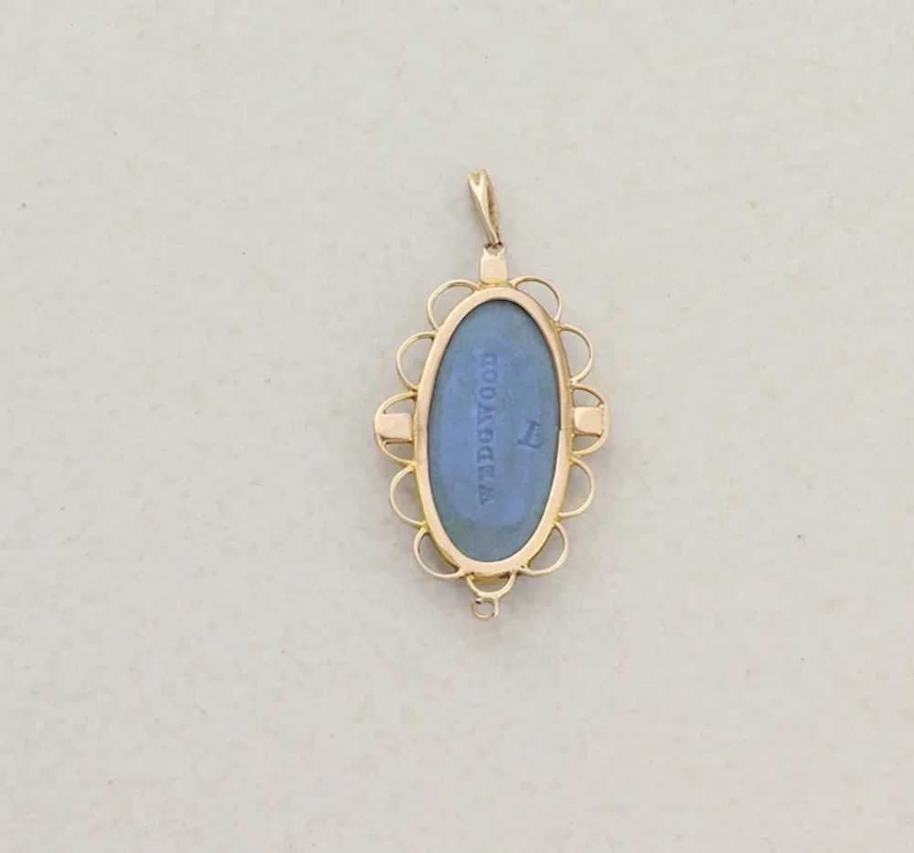 Pendant Only 10k Yellow Gold Blue Cameo Wedgewood… - image 2