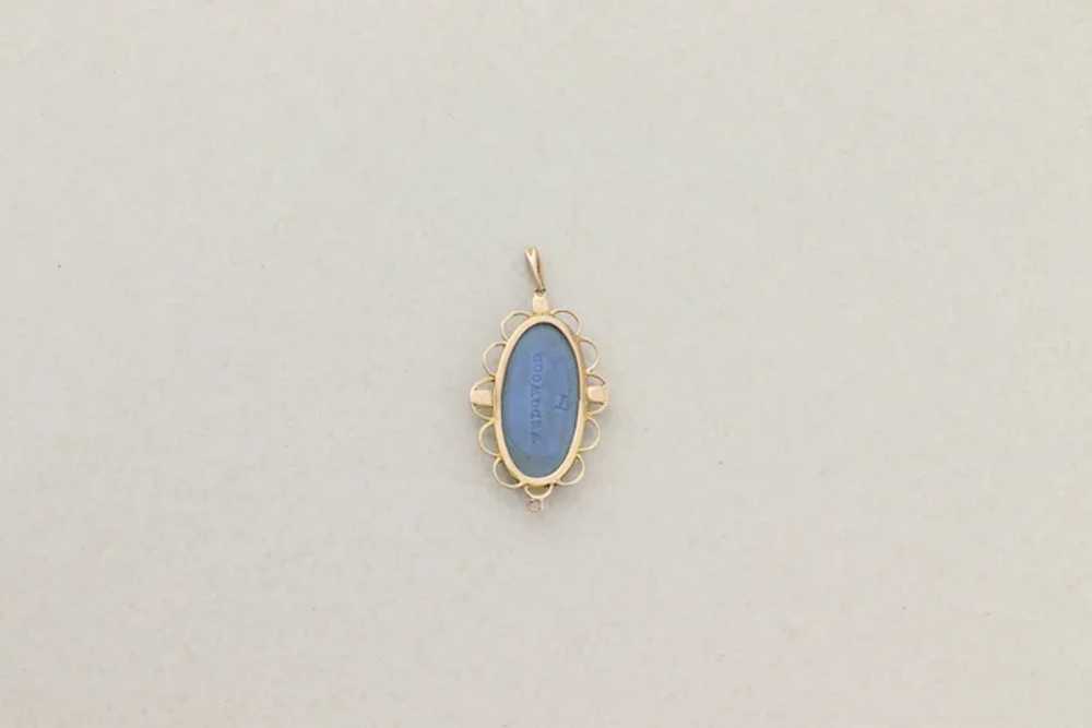 Pendant Only 10k Yellow Gold Blue Cameo Wedgewood… - image 6