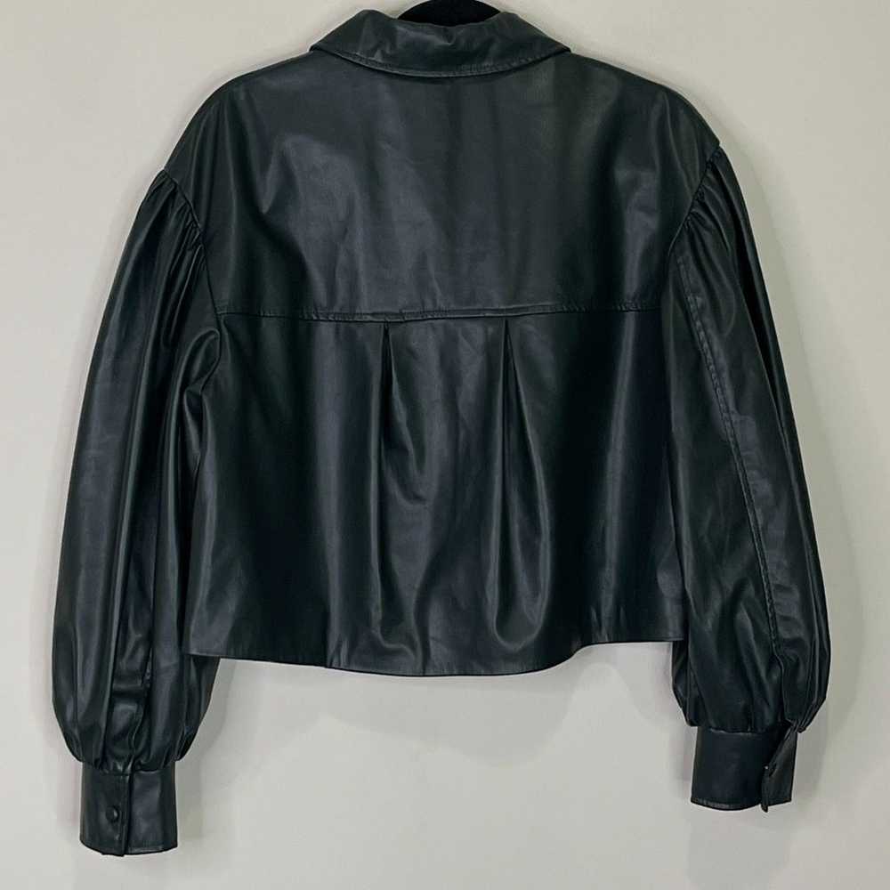 Zara Cropped Vegan Faux Leather Jacket Women's Si… - image 2