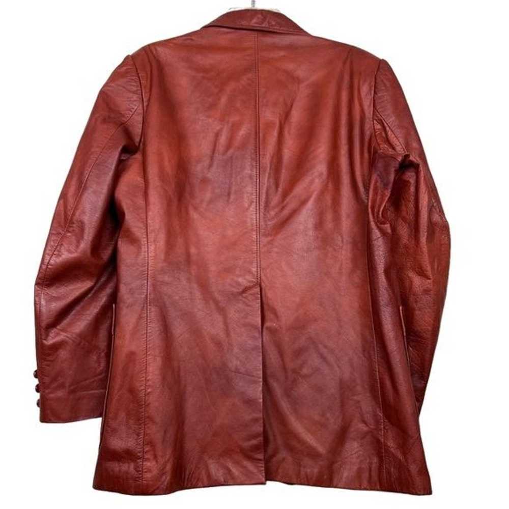 Vintage Red Leather Structured Fall Blazer Jacket - image 2