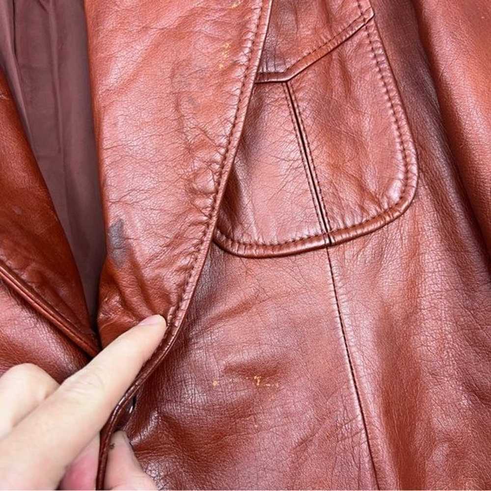 Vintage Red Leather Structured Fall Blazer Jacket - image 4