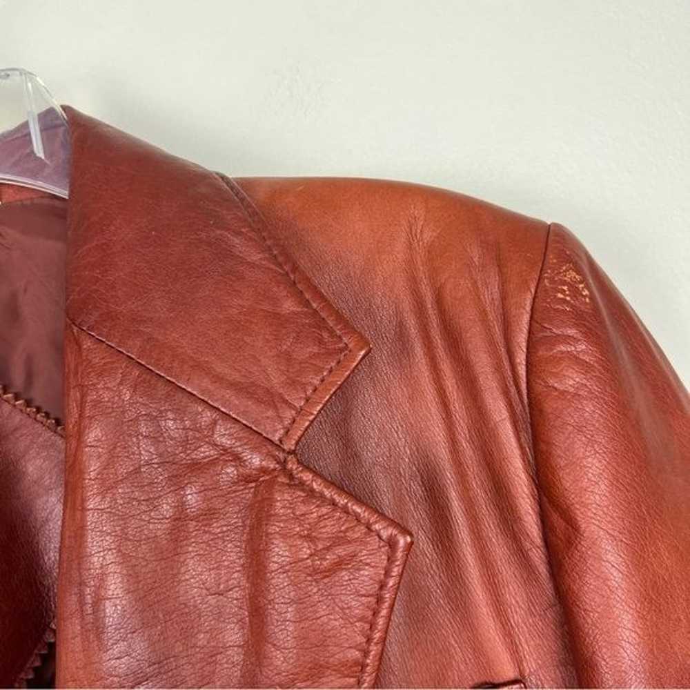 Vintage Red Leather Structured Fall Blazer Jacket - image 5