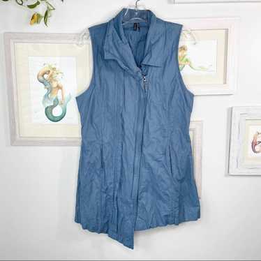 Stella Carakasi Blue Asymmetrical Zip Up Vest Size