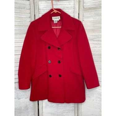 Talbots Red Double Breasted Wool Pea Coat Size 6