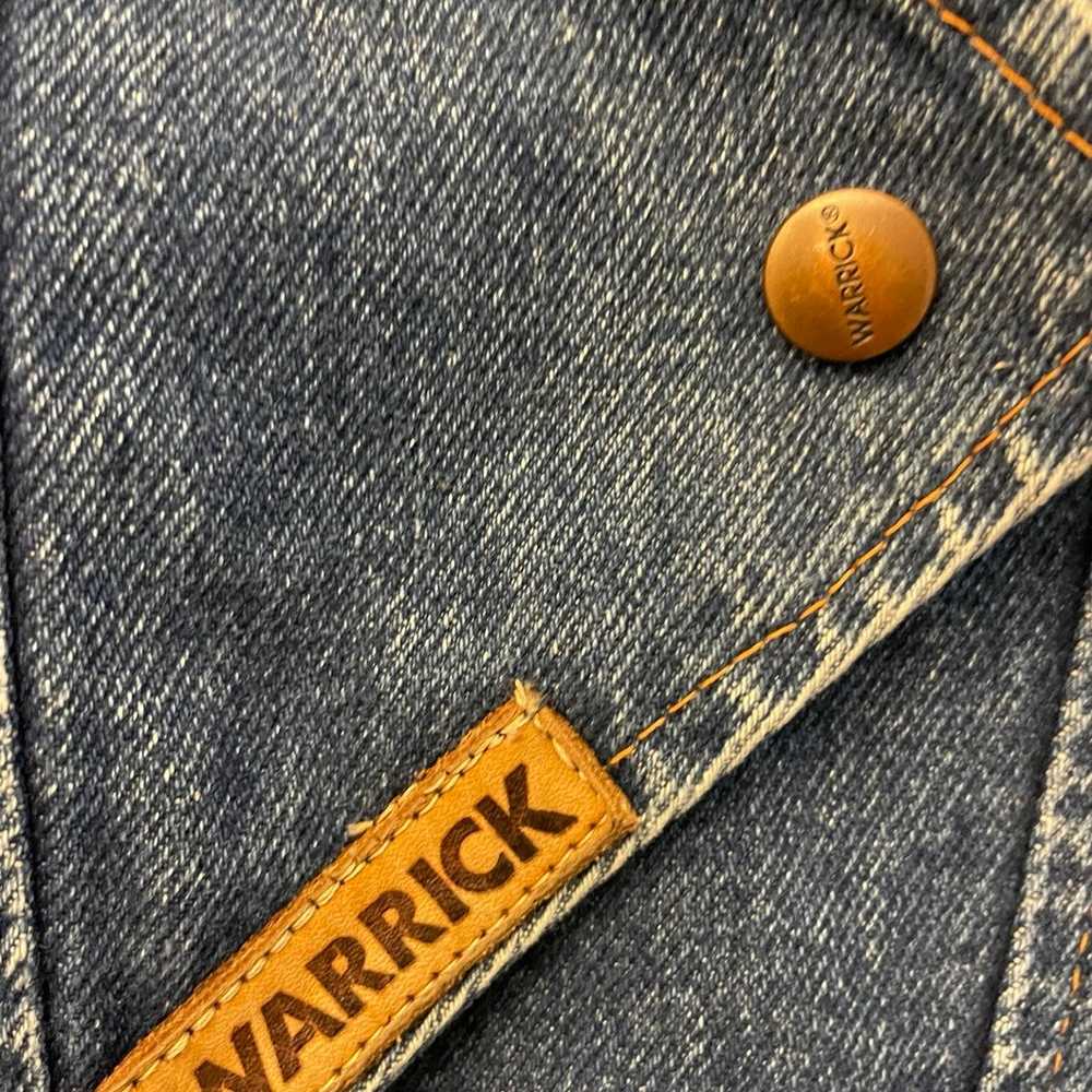 Vintage 80s Warrick denim mockneck trench dress XS - image 3
