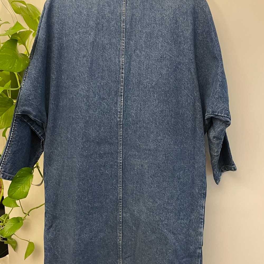 Vintage 80s Warrick denim mockneck trench dress XS - image 5