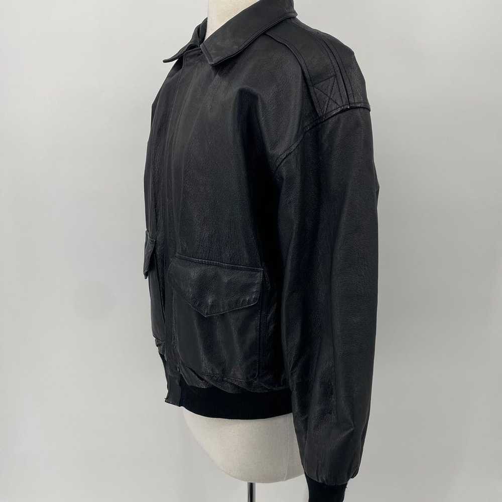 Vintage 80s Genuine Leather Jacket Atlas Patterne… - image 5