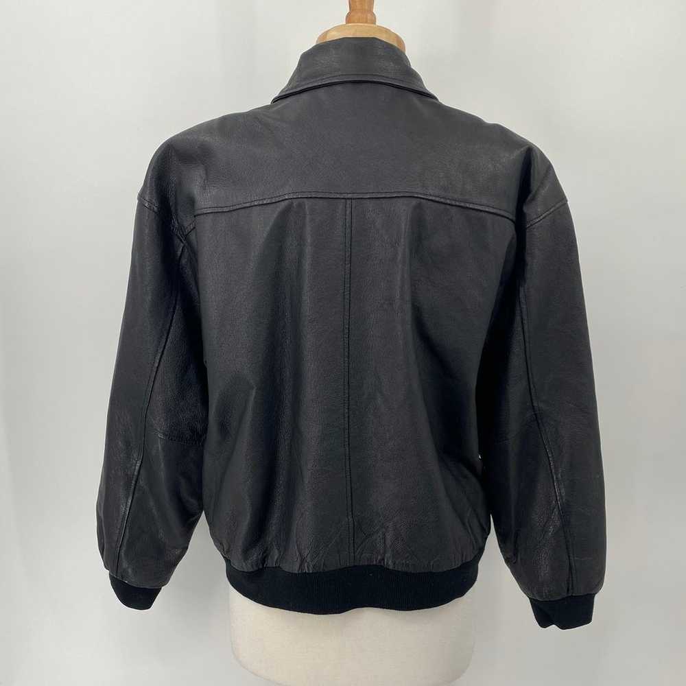 Vintage 80s Genuine Leather Jacket Atlas Patterne… - image 7