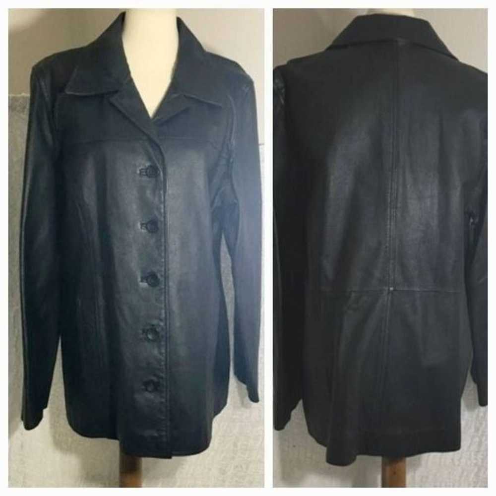 VTG Black Leather Jacket Size XL - image 1