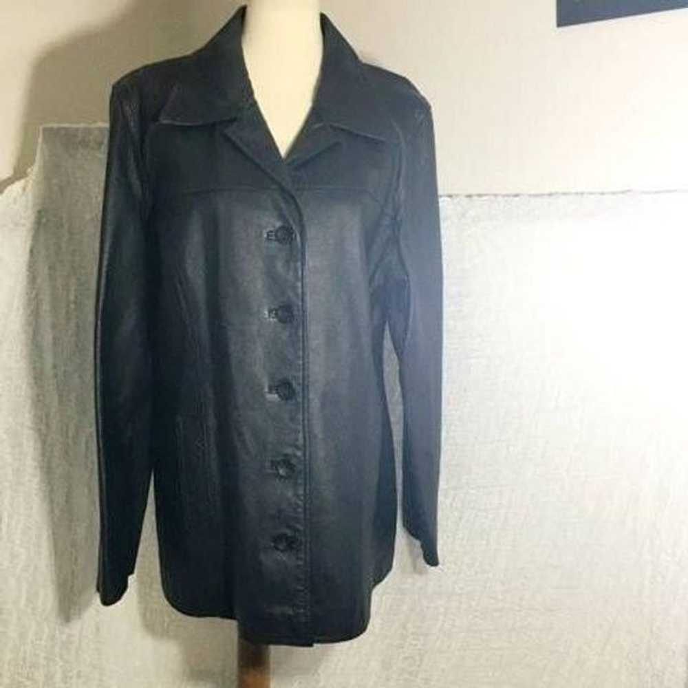 VTG Black Leather Jacket Size XL - image 2