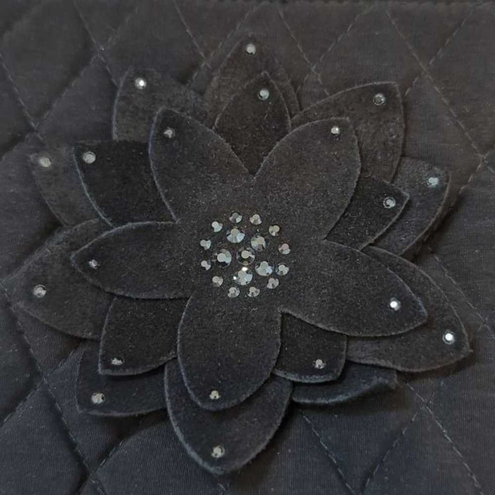 Vera Bradley Shoulder Bag Purse Black Flower Rhin… - image 3