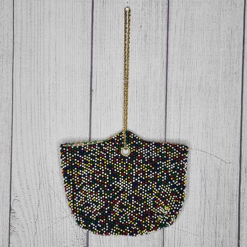 Vintage Beaded Floral Reversible Candy Dot Purse - image 5