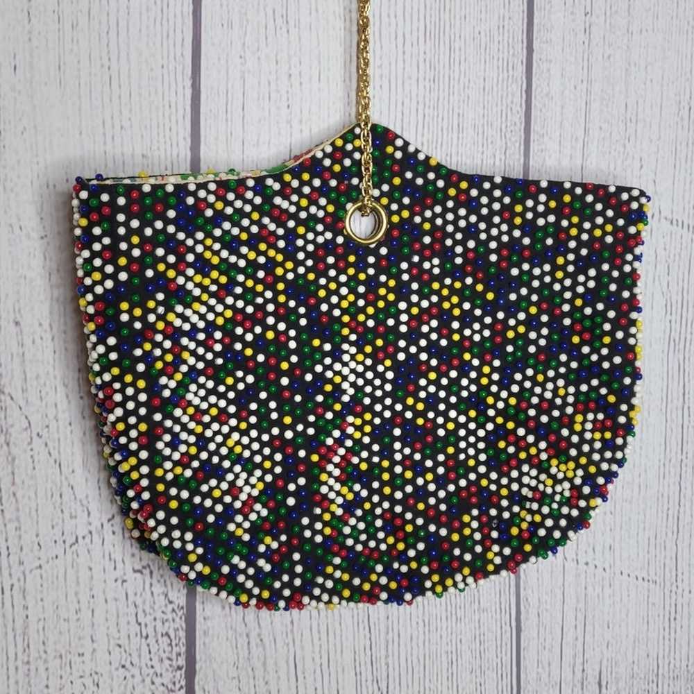 Vintage Beaded Floral Reversible Candy Dot Purse - image 6