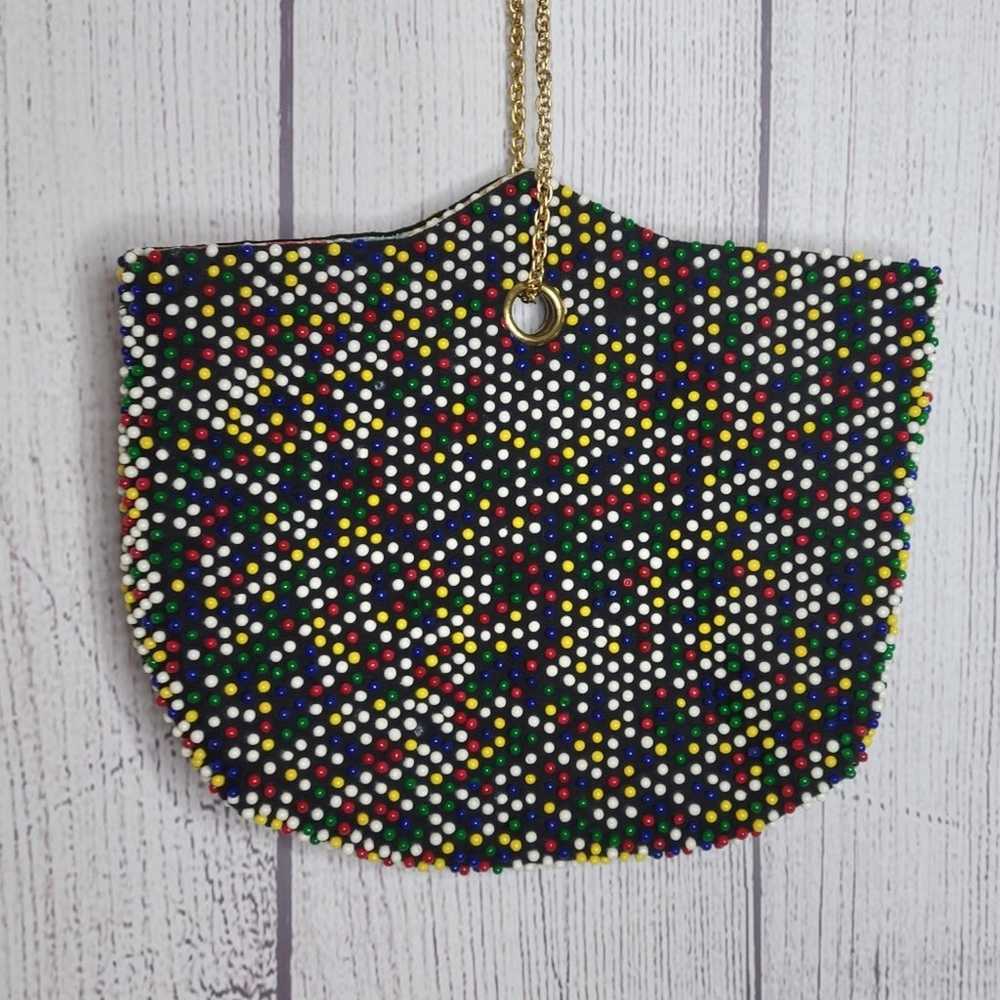 Vintage Beaded Floral Reversible Candy Dot Purse - image 7