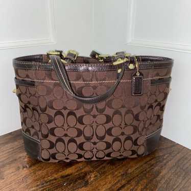 AUTHENTIC COACH CHOCOLATE BROWN SIGNATURE GALLERY… - image 1