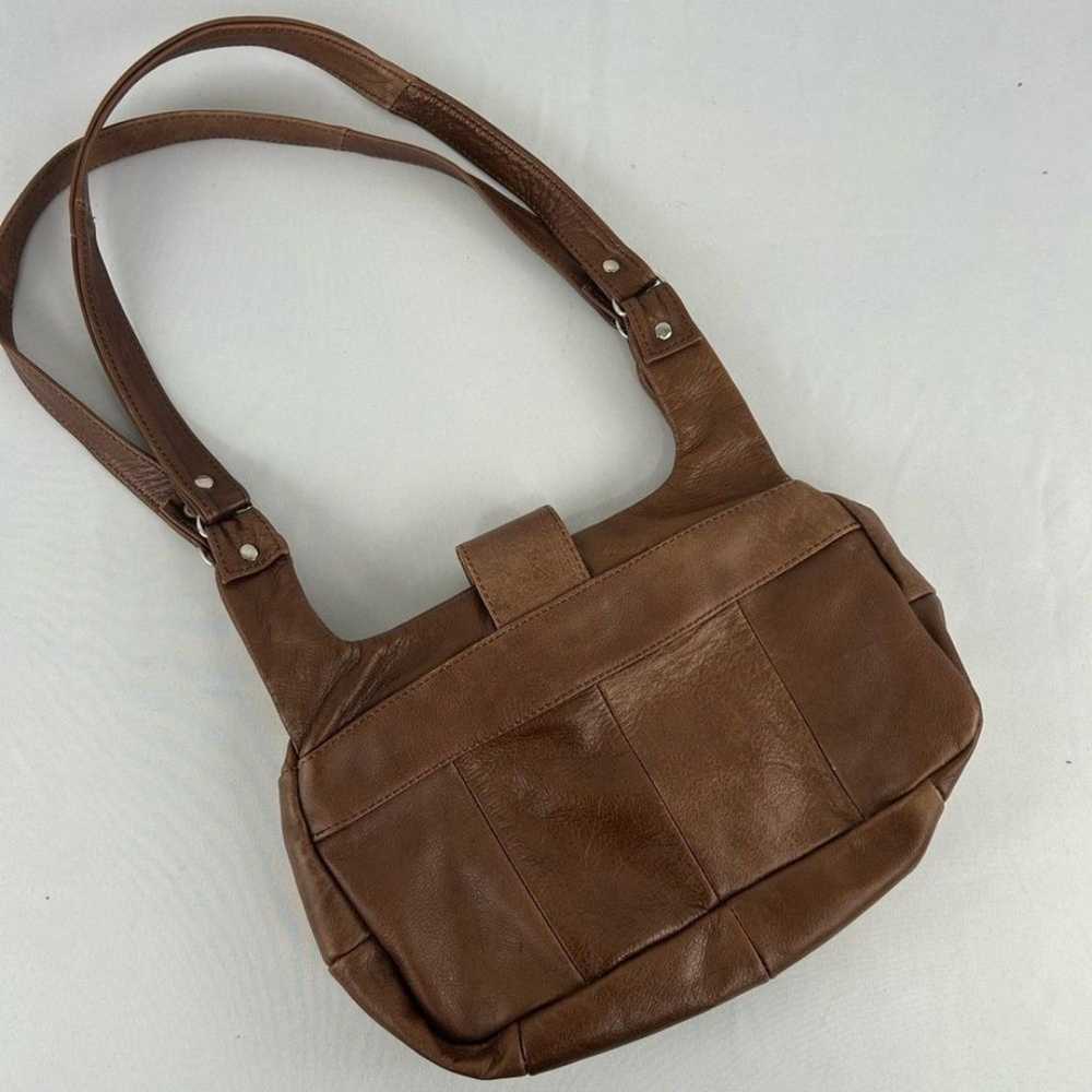 Vintage Brown Genuine Leather Shoulder Bag - image 2