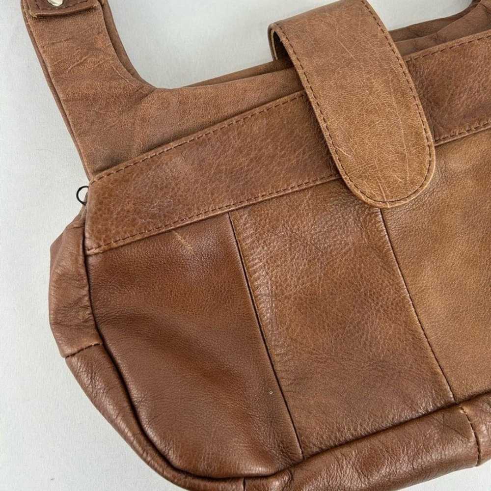 Vintage Brown Genuine Leather Shoulder Bag - image 3