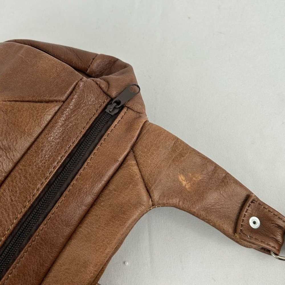 Vintage Brown Genuine Leather Shoulder Bag - image 4