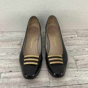 Salvatore Ferragamo Vintage Black Low Heels Size 7