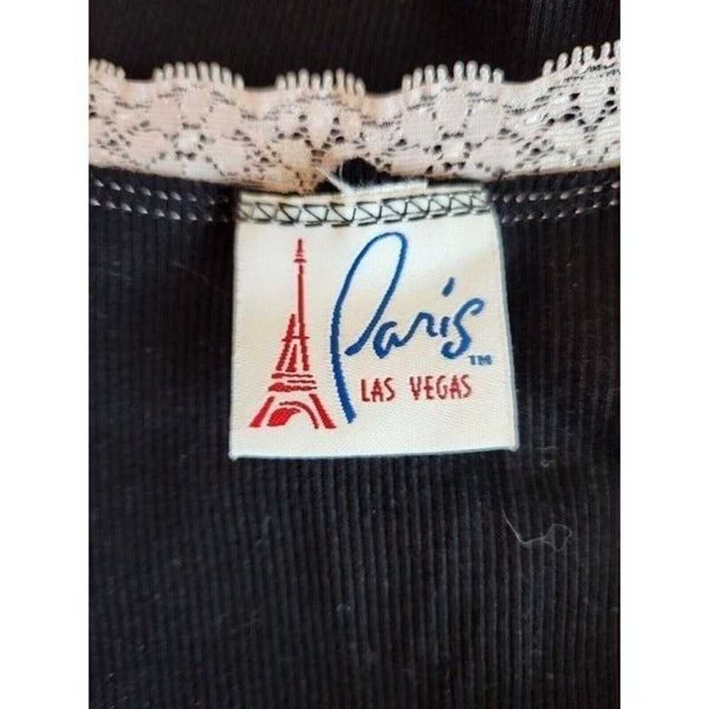 Vintage 90s Paris Black Pink Slip Top Tank Sleeve… - image 5