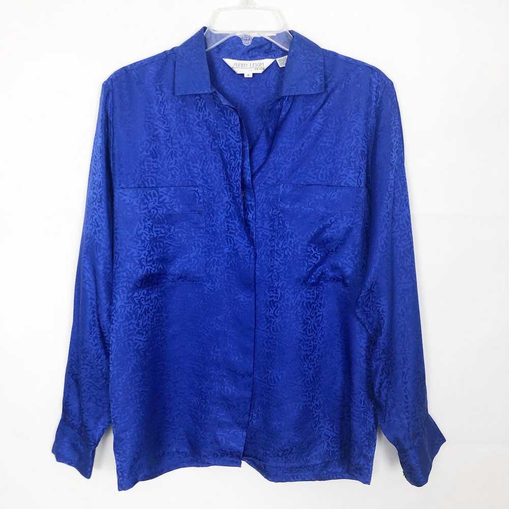 Sunny Leigh Vintage Women's 100% Silk Blue Button… - image 1