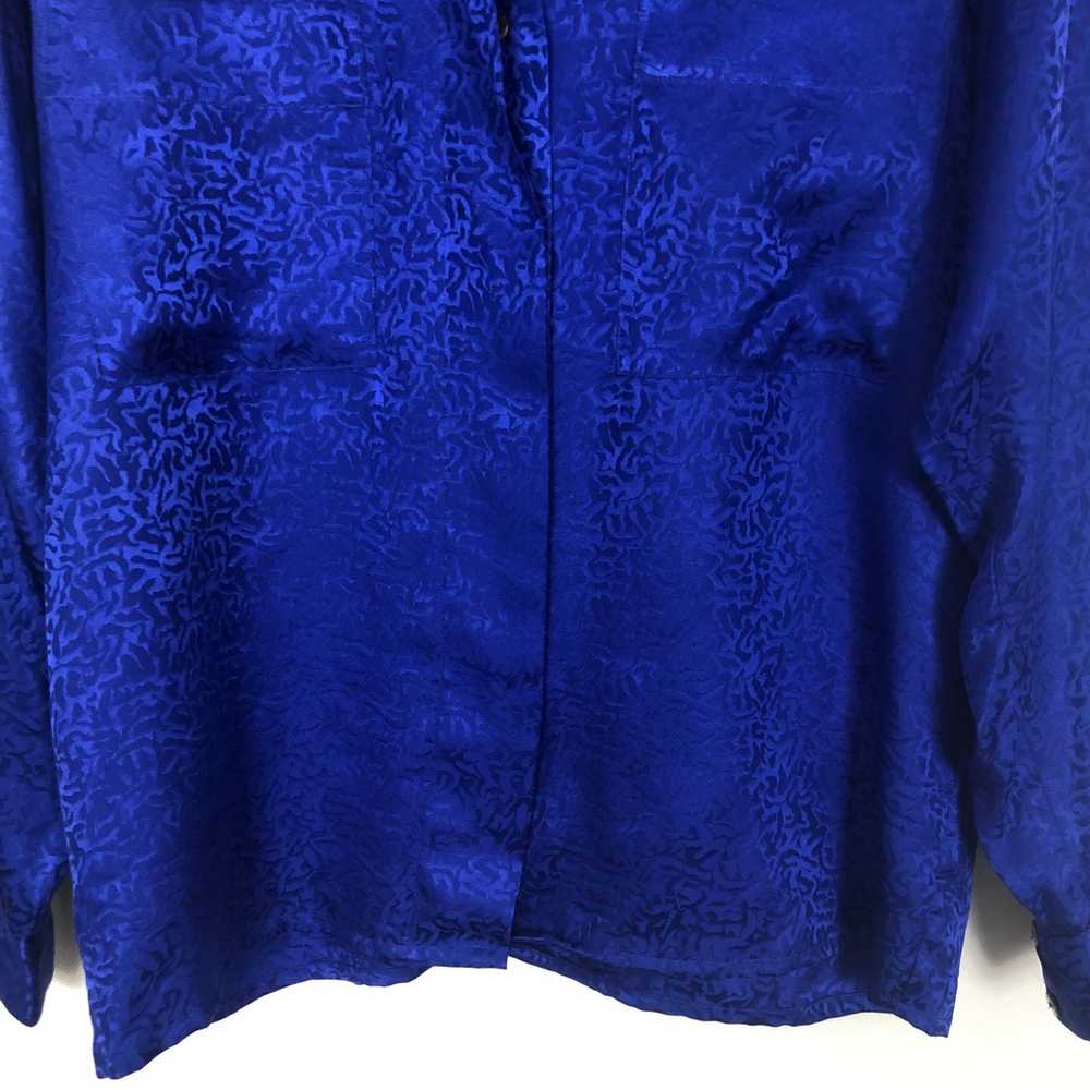 Sunny Leigh Vintage Women's 100% Silk Blue Button… - image 6