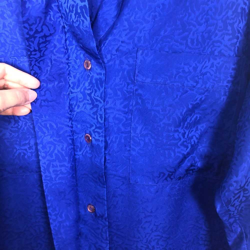 Sunny Leigh Vintage Women's 100% Silk Blue Button… - image 8