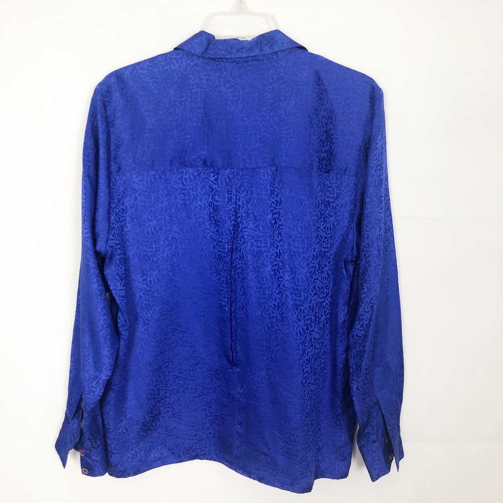 Sunny Leigh Vintage Women's 100% Silk Blue Button… - image 9