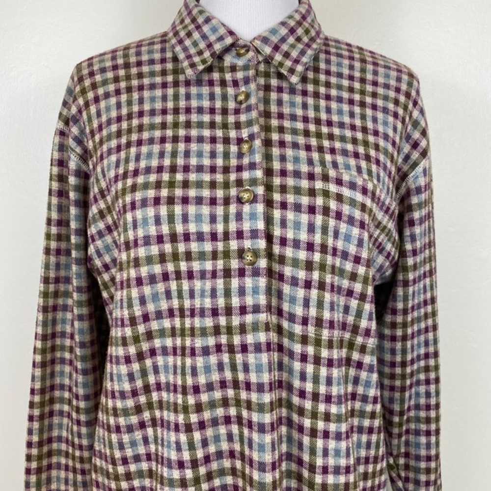 Vintage Liz Claiborne Gingham Flannel Tunic Top - image 4