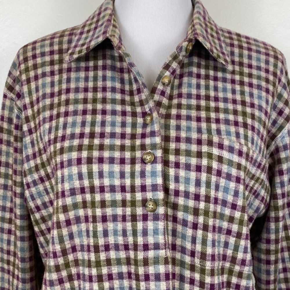 Vintage Liz Claiborne Gingham Flannel Tunic Top - image 5