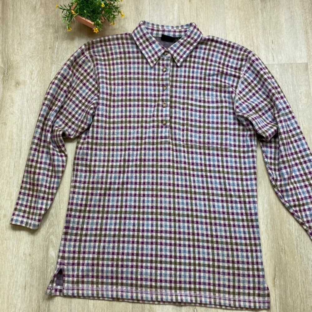 Vintage Liz Claiborne Gingham Flannel Tunic Top - image 6