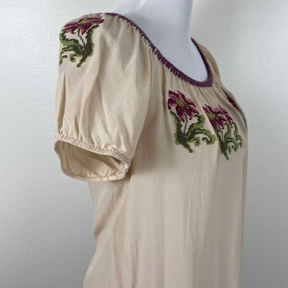 Vintage Embroidered Floral Silk Blouse - image 5