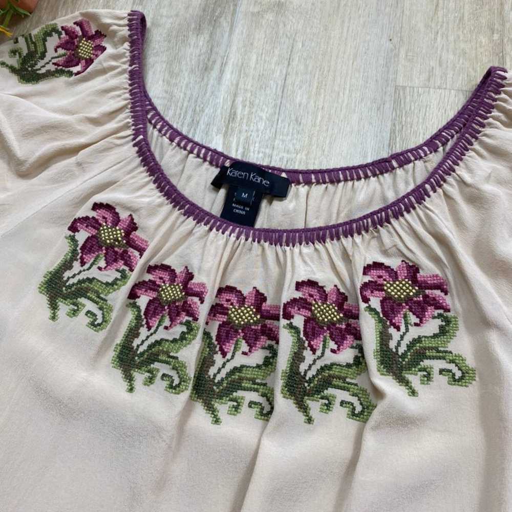 Vintage Embroidered Floral Silk Blouse - image 7