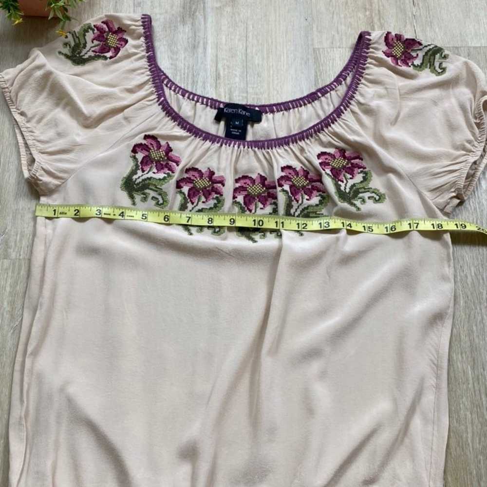 Vintage Embroidered Floral Silk Blouse - image 8