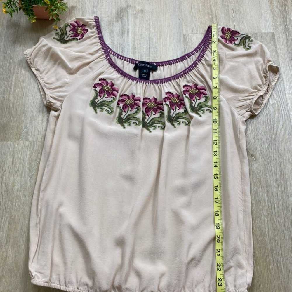 Vintage Embroidered Floral Silk Blouse - image 9