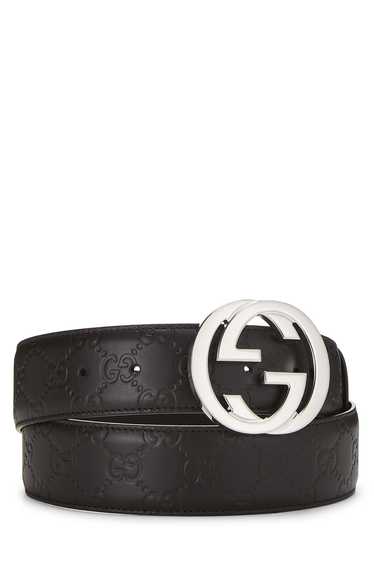 Black Guccissima Leather Interlocking Belt 100