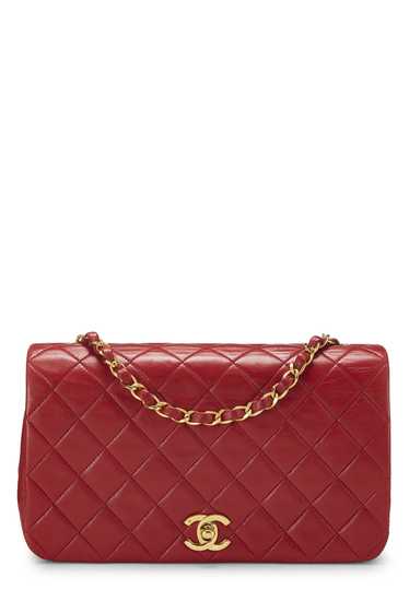 Red Quilted Lambskin Full Flap Small