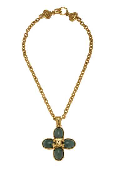 Green & Gold Gripoix Pendant Necklace